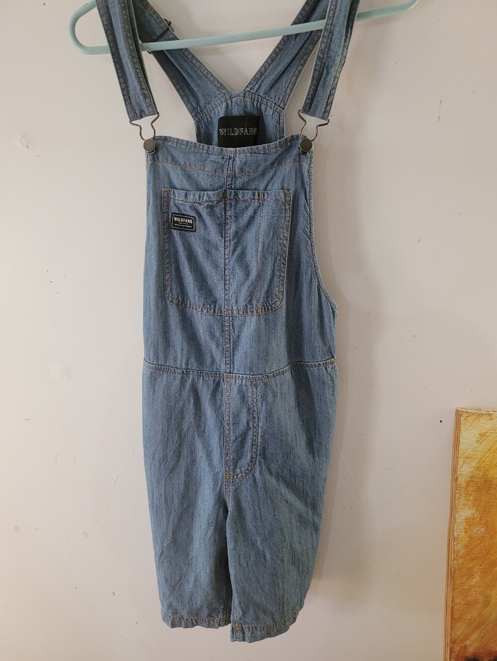 Wildfang S The Essential Chambray Blue Denim Shortalls - Picture 2 of 8
